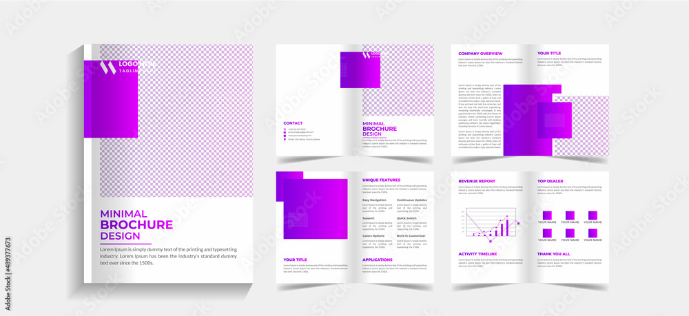 Corporate 8 pages business brochure design template. 8 pages business company profile