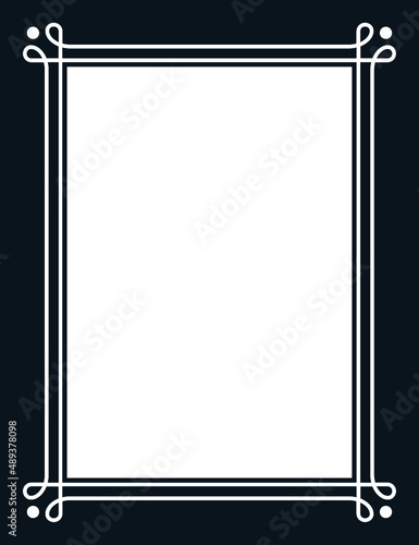 Vector border frame. Background or book page. Simple rectangular billboard, poster, card, plaque, signboard, sticker, or label 