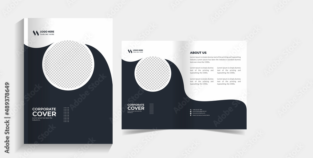 Corporate business brochure design template. 2 pages business company profile