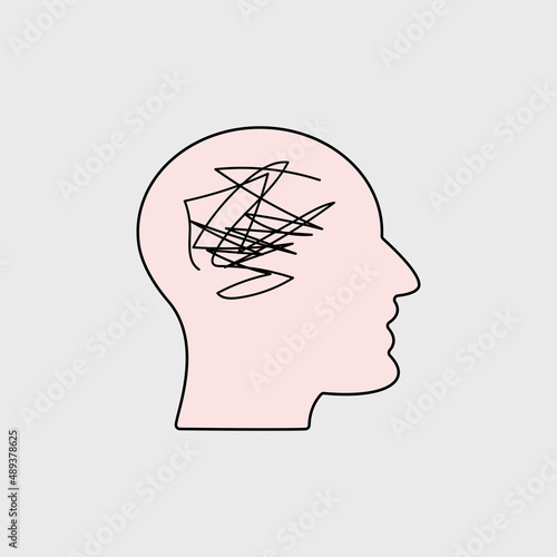 Human male head with symbol of disturbance