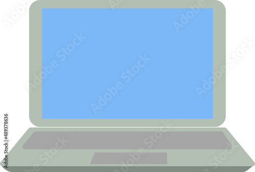 notebook aislada. laptop con pantalla en color celeste. fondo transparente