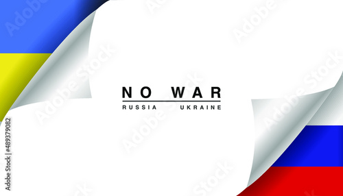 Ukraine VS Russia national flags icon. No war. Abstract Ukraine Russia politics economy relationship conflicts concept. 