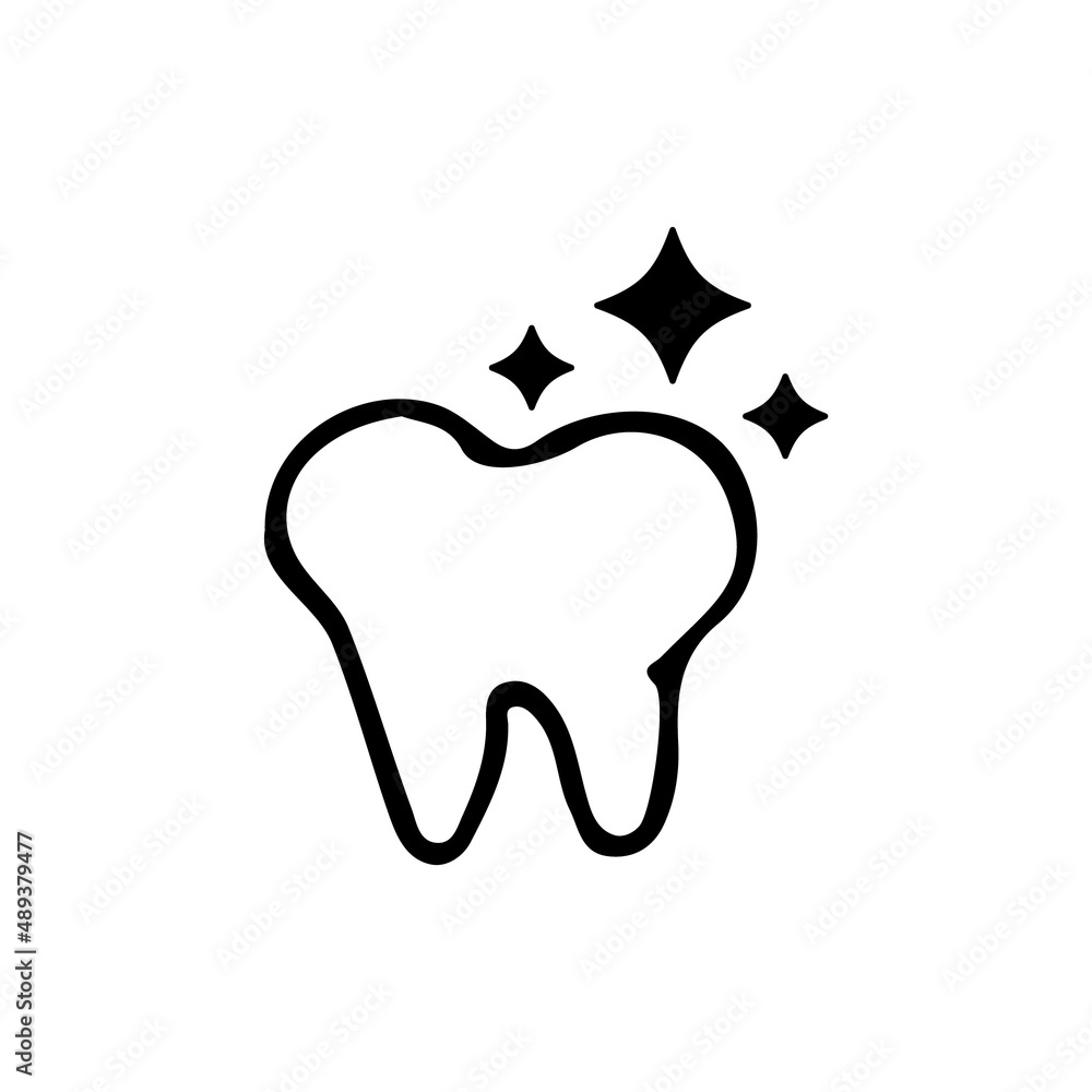 Obraz premium Vector hand drawn tooth icon on white background