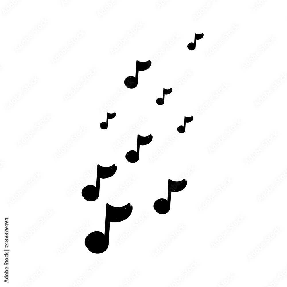 Vector illustration of musical notes flying up. Musical background