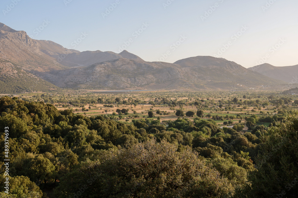 Fototapeta premium Panorama View of Lassithi plateau in Crete, Greece