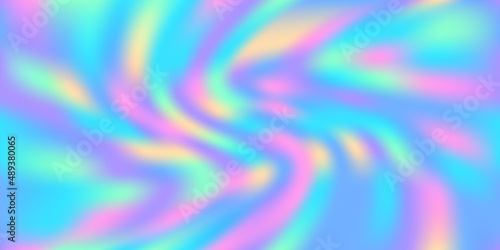 Iridescent holographic abstract vivid blue and purple seamless pattern. Vibrant background in 80s and 90s style. Tie dye art gradient effect. Unicorn wallpaper. Fairy tale backdrop.