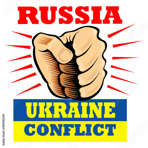 strong fist as a symbol of Russia's attack on Ukraine. War Concept between Russia and Ukraine 