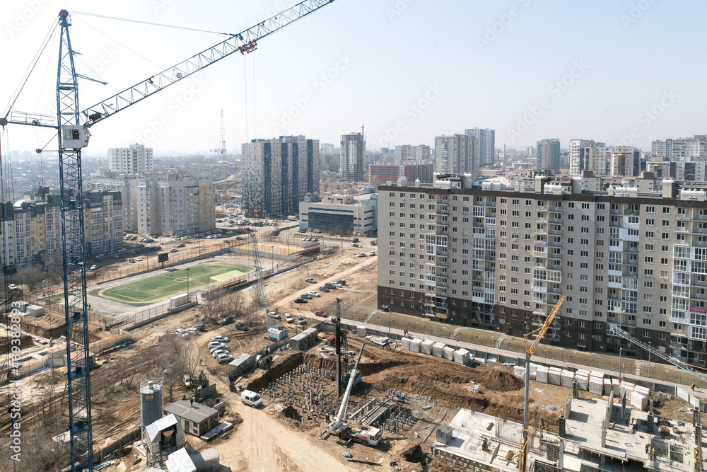 Fototapeta premium construction of houses according to standard and special projects construction of turnkey houses from different materials