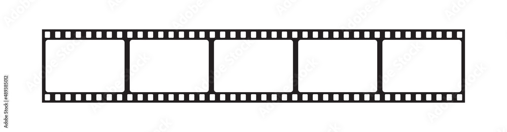 Film strip vector design on white background. Black film reel symbol to use in photography, television, cinema, photo frame.