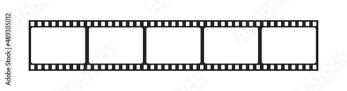 Film strip vector design on white background. Black film reel symbol to use in photography, television, cinema, photo frame.
