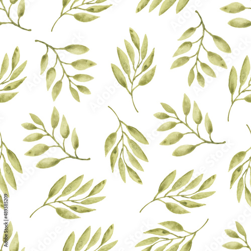 Watercolor leaf seamless pattern