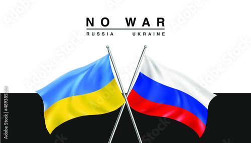 Ukraine VS Russia national flags icon. No war. Abstract Ukraine Russia politics economy relationship conflicts concept. 