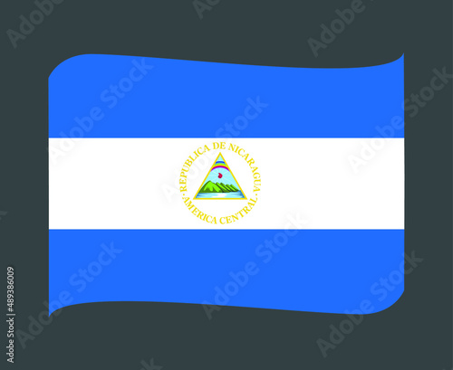 Nicaragua Flag National North America Emblem Ribbon Icon Vector Illustration Abstract Design Element photo