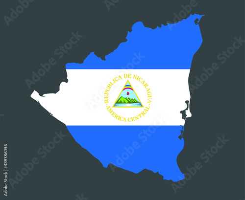 Nicaragua Flag National North America Emblem Map Icon Vector Illustration Abstract Design Element photo