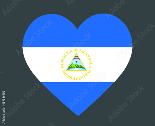 Nicaragua Flag National North America Emblem Heart Icon Vector Illustration Abstract Design Element photo