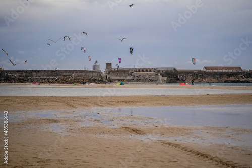 Kitesurfing, surfers in Tarifa, Spain