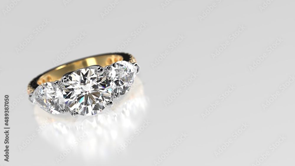 two tone three stone engagement ring view one two tone three stone engagement ring view one