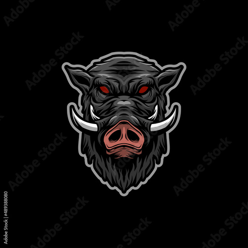 Wild boar head mascot logo template