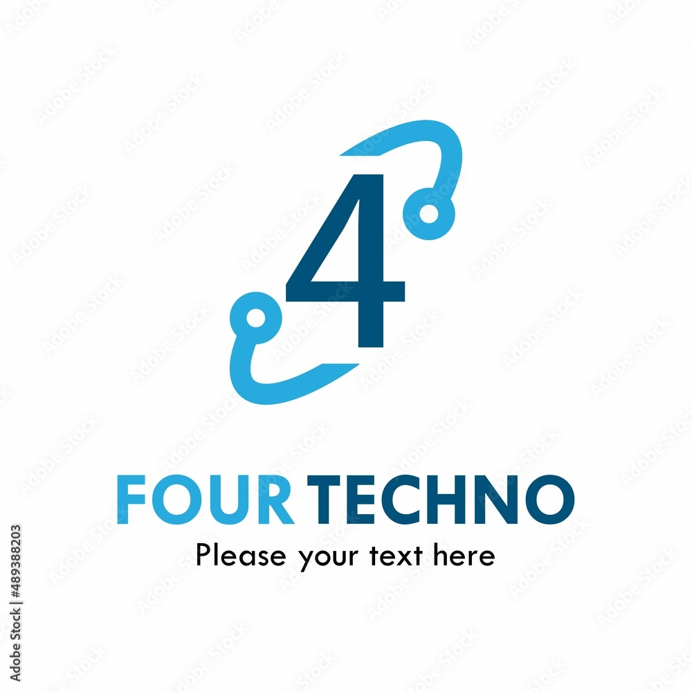 Number 4 techno logo template illustration. 