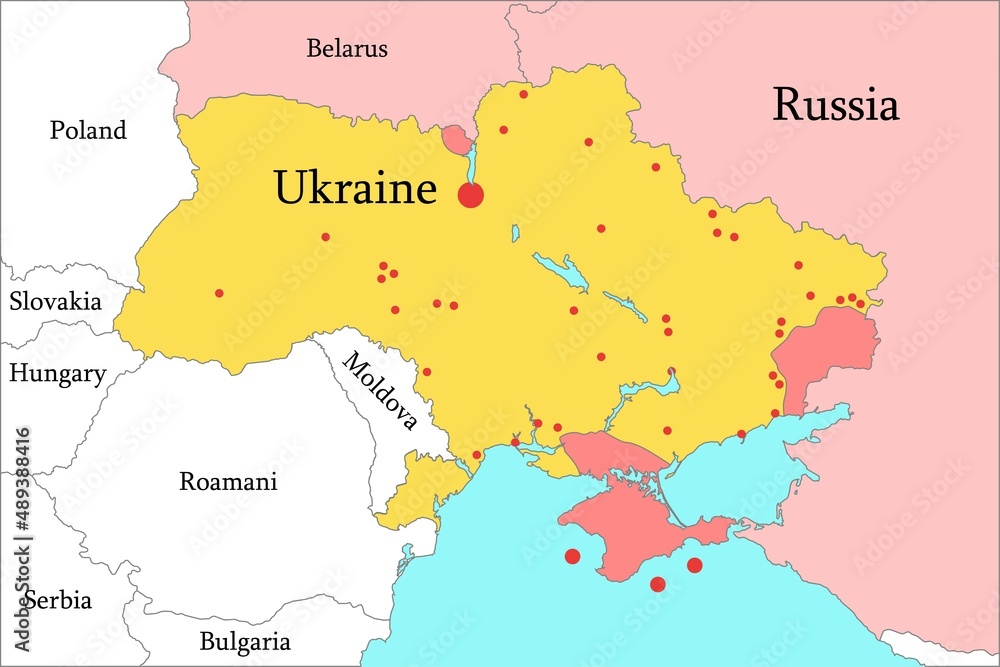 Fototapeta premium Map of the war in Ukraine and the Middle East.