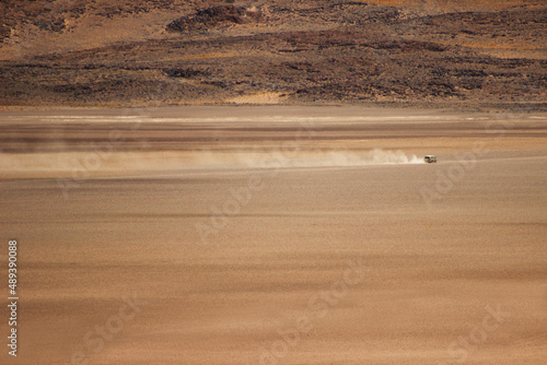 speed car on landscape in the desert
