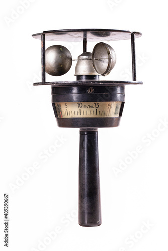 Old manual anemometer for measuring wind speed. photo