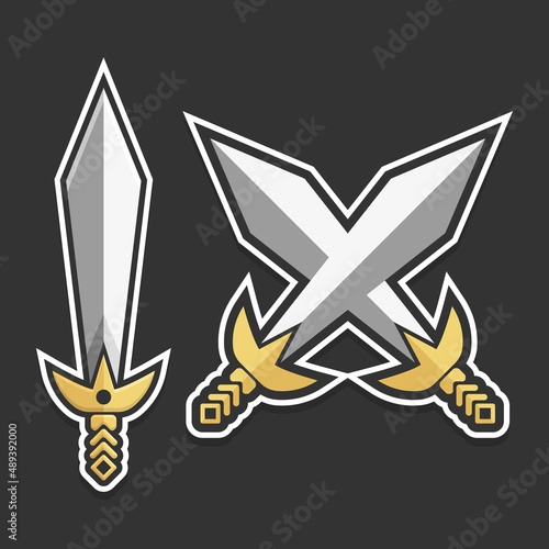 cross sword flat design illustration