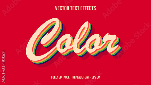 Color vector text effects fully editable with multi colors