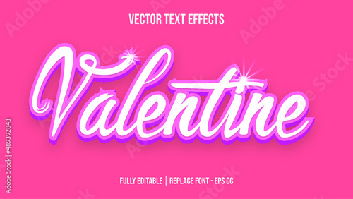 Valentine vector text effects with glossy color effects
