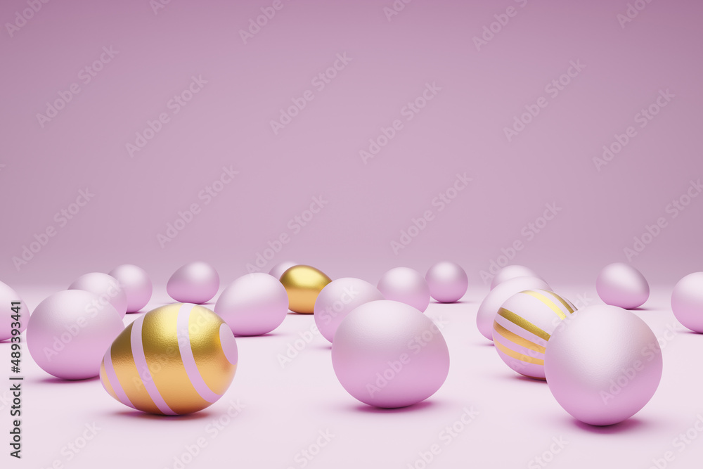 Many pink Easter eggs on a pink background Many pink Easter eggs on a pink background