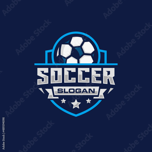 Soccer team emblem logo design vector illustration