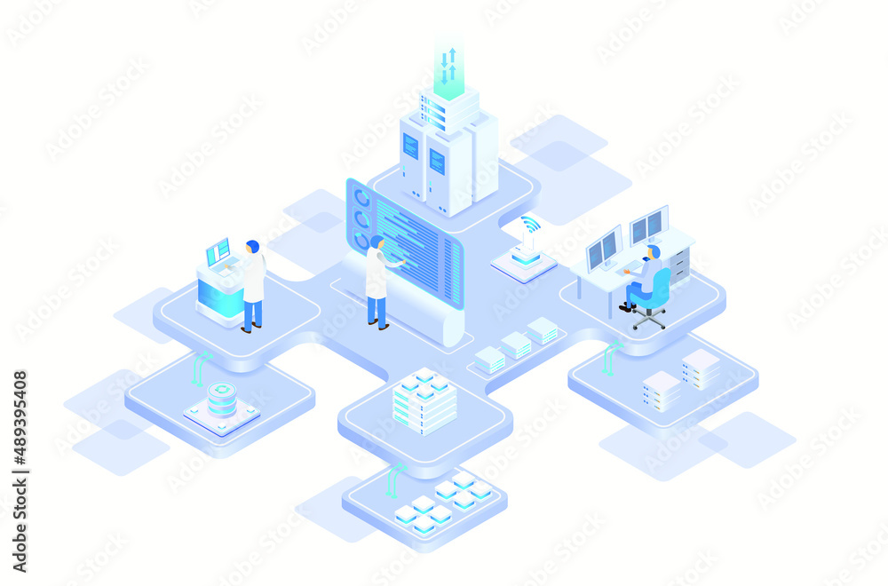 data center or server room processing data operation with security protection and maintenance with isometric design style - vector
data center or server room processing data operation with security protection and maintenance with isometric design style - vector