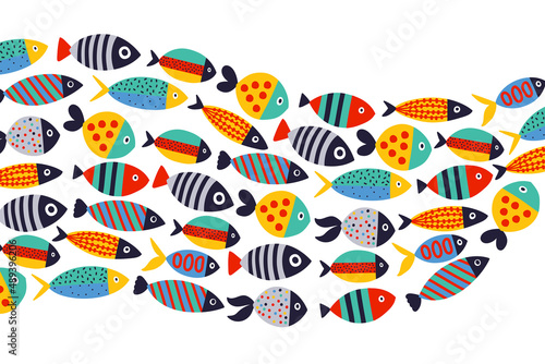 Cute fish. Vector sea poster.