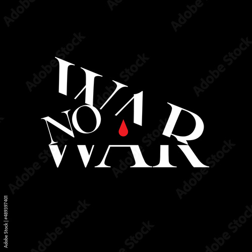 No War Minimalistic Logo Vector White Stamp Blood Drop photo