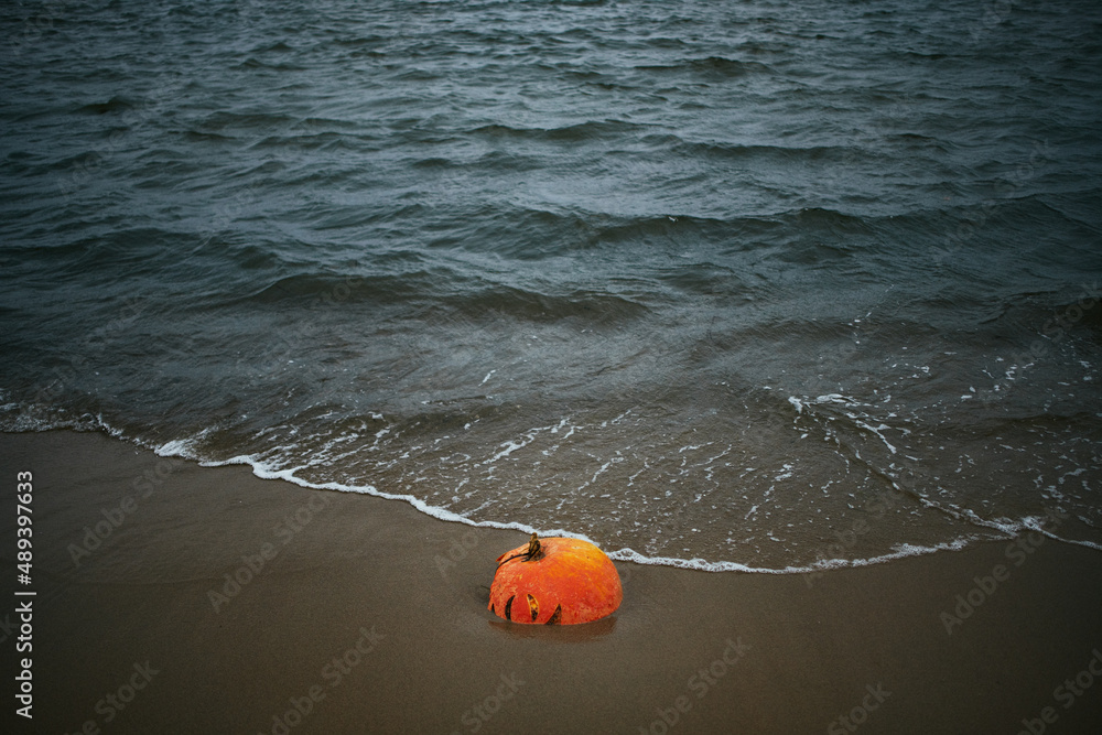 Naklejka premium Pumpkin on the sea