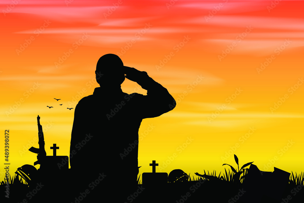 War Background, Fallen Soldier Battle Cross vector art, stop war concept.
