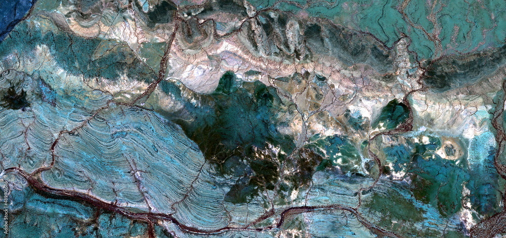 Fototapeta premium the Himalayas,, abstract photography of the deserts of Africa from the air. aerial view of desert landscapes, Genre: Abstract Naturalism, from the abstract to the figurative