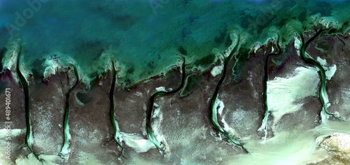 Photos abstract landscape of the deserts of Africa from the air emulating the shapes an