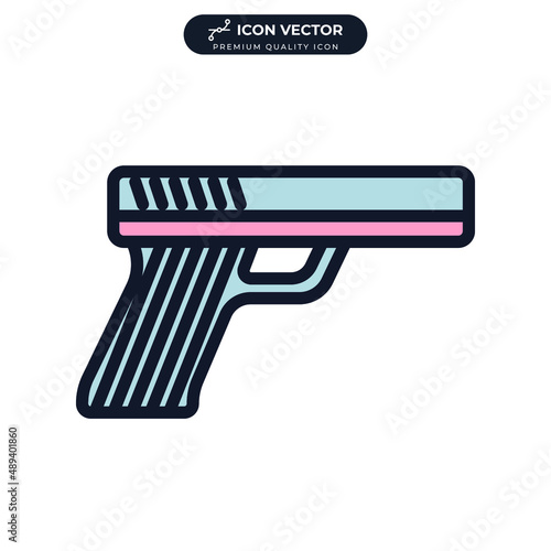 pistol gun icon symbol template for graphic and web design collection logo vector illustration