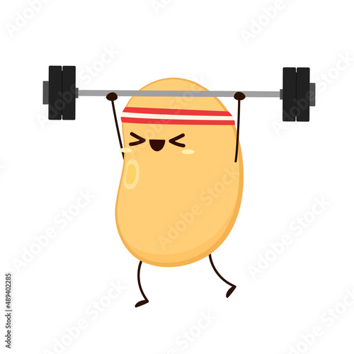 Soybean vector. Cute Soybean character design. Grain cartoon.