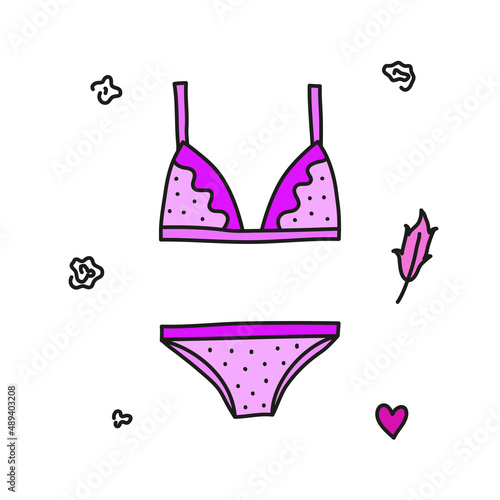 Doodle colored women s underwear set.
