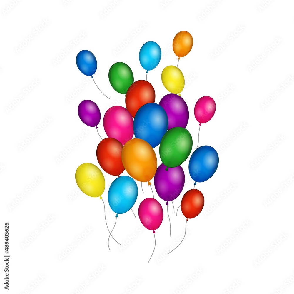 Group of colorful helium balloons.