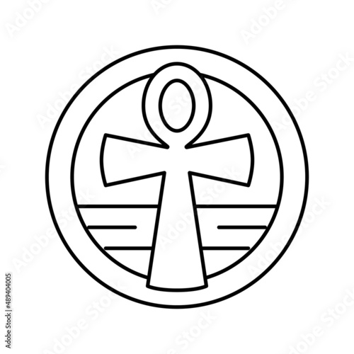 cross ankh line icon vector illustration
