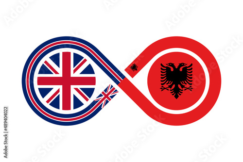 unity concept. english and albanian language translation icon. vector illustration isolated on white background