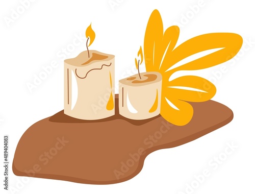 Scented candles with flora and foliage composition