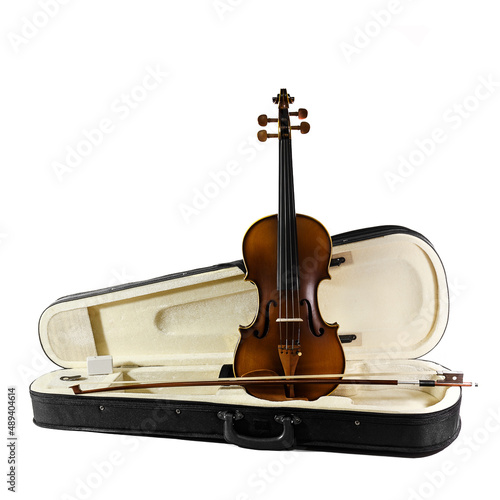 violin and case isolated on white