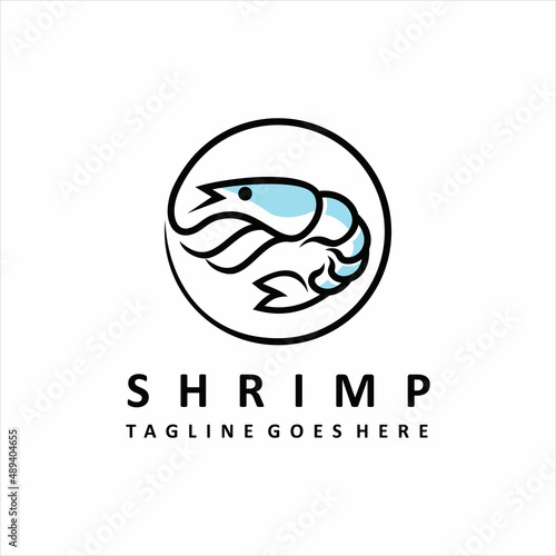 shrimp logo template, prawn logo design on white background Vector illustration. logo Seafood restaurant. 