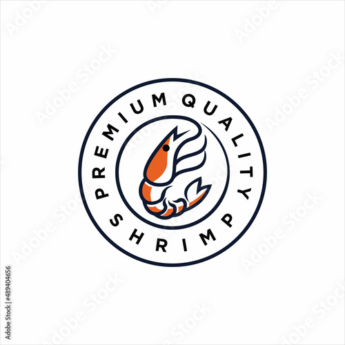 shrimp logo template, prawn logo design on white background Vector illustration. logo Seafood restaurant. 