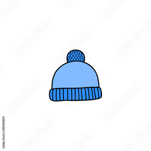 Doodle winter hat with pompon.