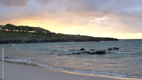 sunset in anakena photo